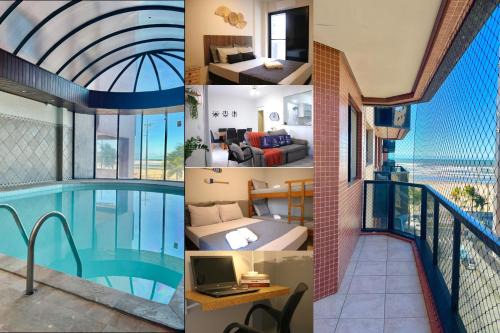 Guilhermina Apartment | 2 Quartos com Varanda sendo 1 Suíte, Cozinha completa, Vista Mar - Condomínio Frente Mar, Lazer completo com Piscina coberta e aquecida, Estacionamento, Portaria 24h - Apto indicado para Grupos, Famílias e Hóspedes a Trabalho, Praia da Guilhermina