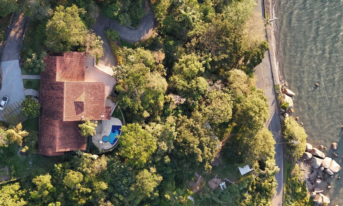 Florianopolis House | Cacupé Refuge: 180° Ocean View · Pool, Garden & Barbecue Area