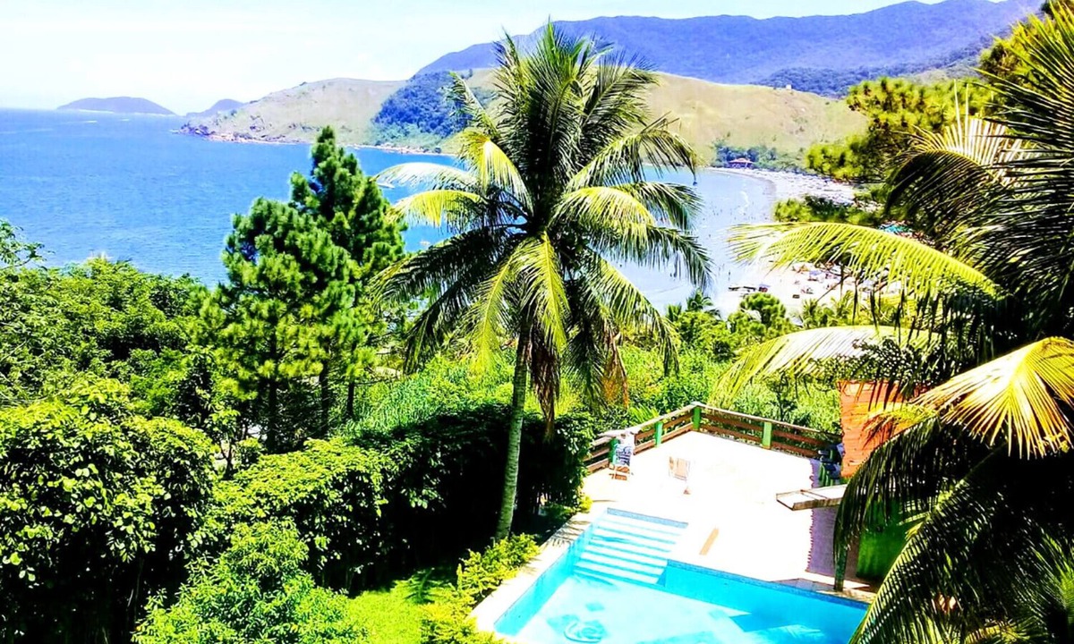 Praia de Barequecaba House | Casa com Piscina, Jardim e Vista Incrível p/o mar