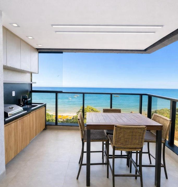 Anchieta Apartment | Luxo à Beira Mar com 3 suites e varanda Goumert com churrasqueira vista para o mar