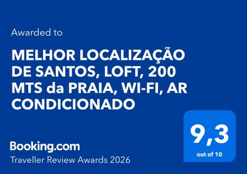 Embare Apartment | MELHOR LOCALIZAÇÃO DE SANTOS, LOFT, 200 MTS da PRAIA, WI-FI, AR CONDICIONADO