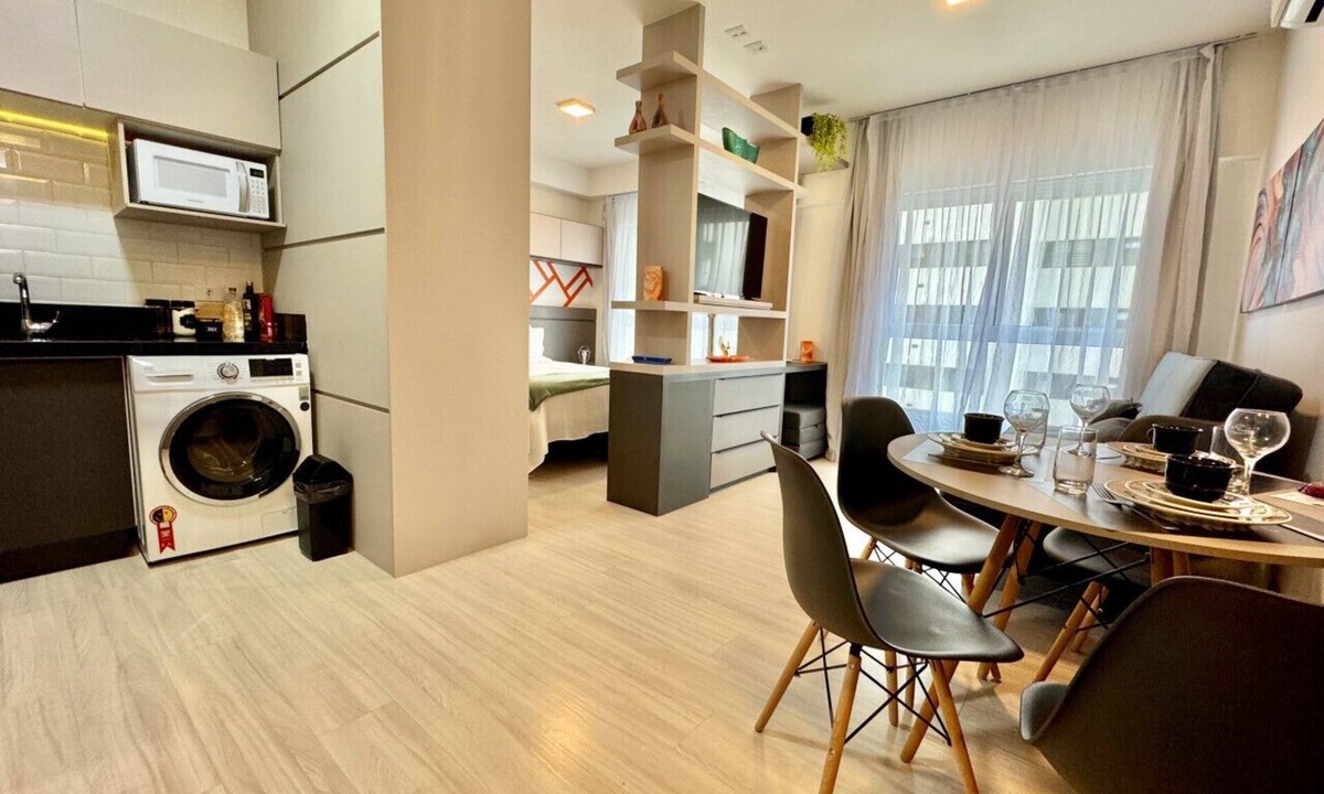 Matriz Apartment | Studio, piscina e lava e seca, frente ao Shopping