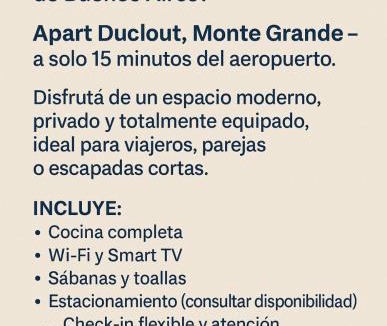 Monte Grande Apartment | Apart Duclout Monte Grande a 15 minutos del Aeropuerto EZE