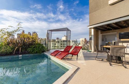 Bigorrilho Apartment | Apartamento refinado em prédio com piscina-TEM0403