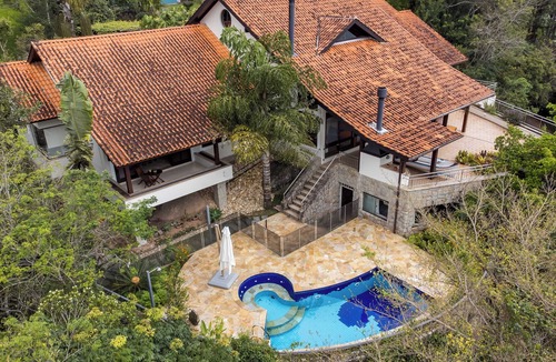 Florianopolis House | Cacupé Refuge: 180° Ocean View · Pool, Garden & Barbecue Area