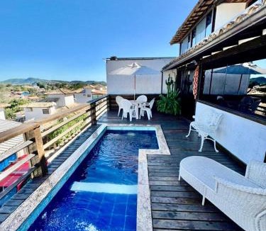 Alto de Buzios House | Casa em Geribá com piscina e vista para praia