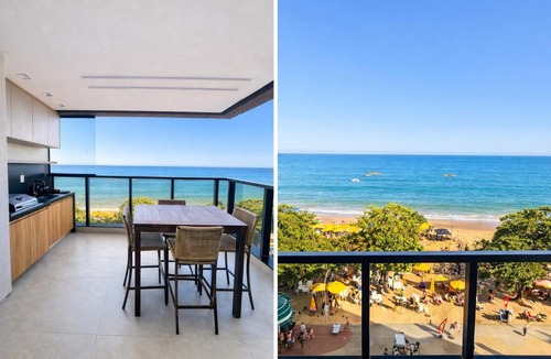 Anchieta Apartment | Luxo à Beira Mar com 3 suites e varanda Goumert com churrasqueira vista para o mar