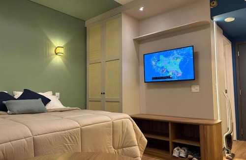 Pompeia Apartment | Studio Premium Gonzaga, Piscina, Coworking e Academia Vista Mar