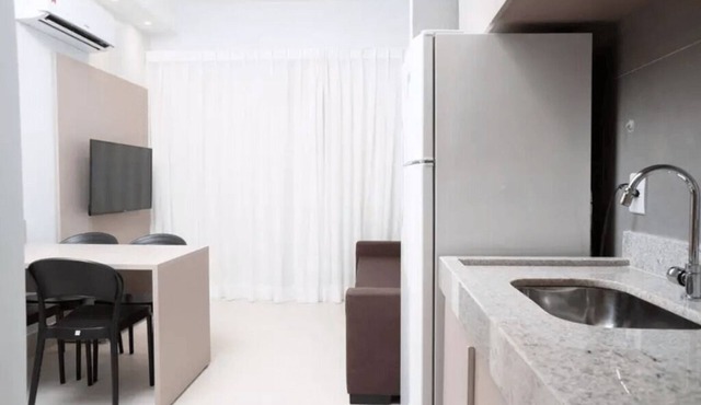 54 m² apartment, 2 bedrooms (1 suite), balcony, kitchenette and living room