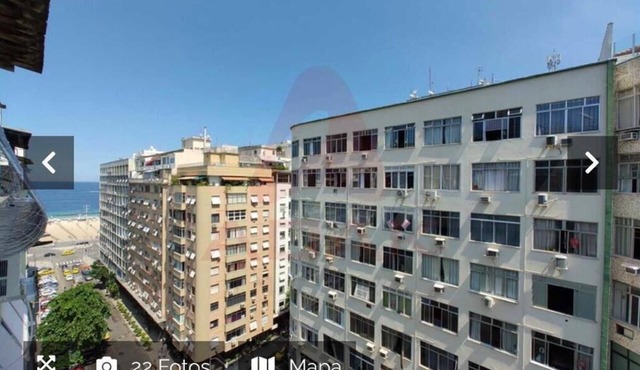 Apartment located on Copacabana Beach, sea view, living room and bedroom