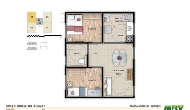 Apartamento mobiliado em condominio fechado