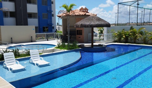 Apartment near the beach. BLUE VILLAGE RESIDENCE. Balcony with barbecue grill.
