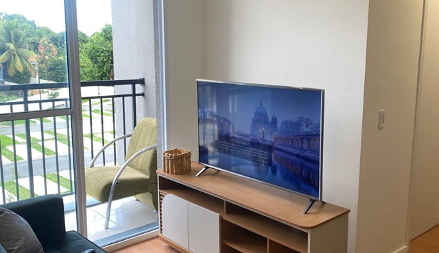 Apartment with 2 bedrooms, living room, kitchen and bathroom.