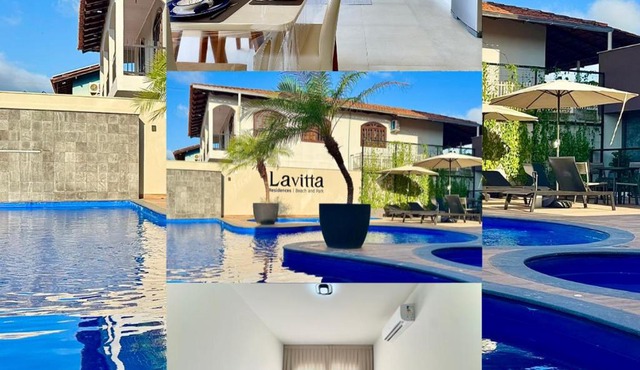 Apto completo c piscina Playground cozinha completa tudo isso a 9min do Beto Carrero a 600m da PRAIA