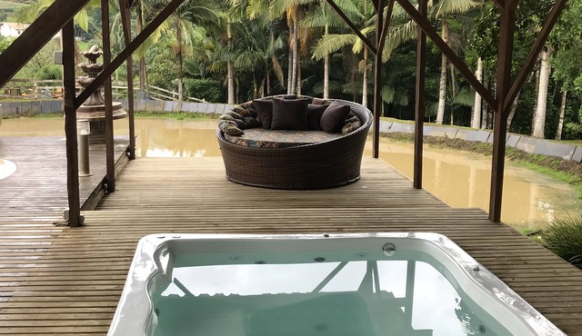 Beautiful site with swimming pool and pond to relax in