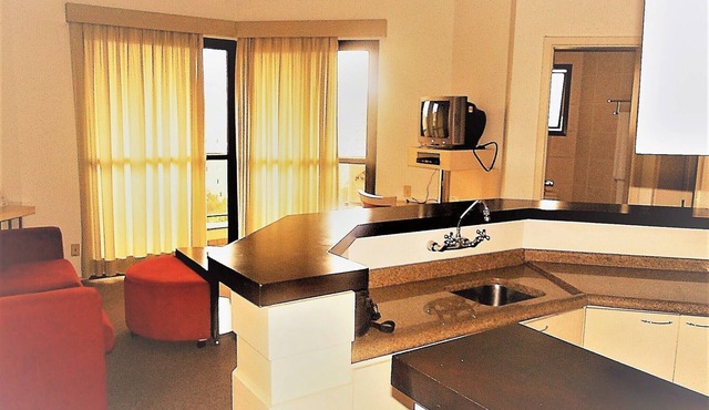Comfortable apartment with balcony and view.