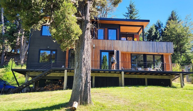 Designer house in a natural setting.
