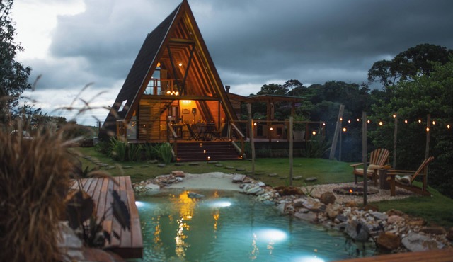 Exclusive A-Frame chalet with private pool.