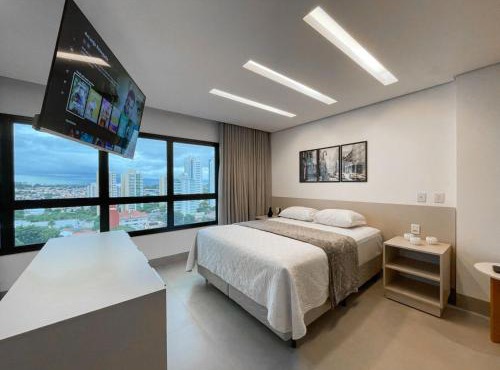 Flat com Cama Queen e Vista Panorâmica da Cidade