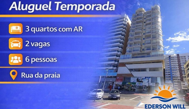 Guarapari Praia - 3 quartos com ar - rua da praia
