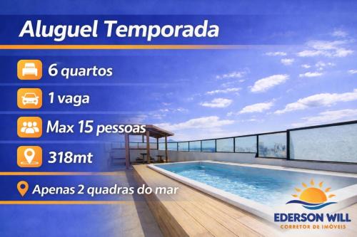 Guarapari Praia - Cobertura 6 quartos com piscina e churrasqueira