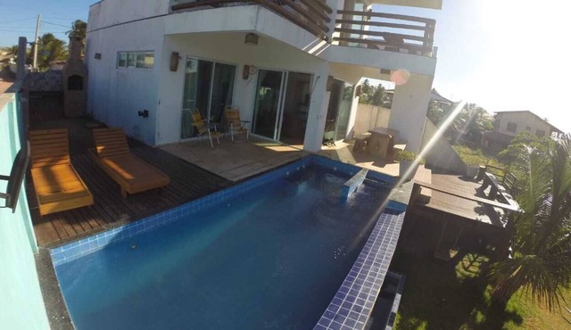 House 3 suites, Deck, Barbecue, Swimming Pool, Jacuzzi and Sea View 200m from the beach