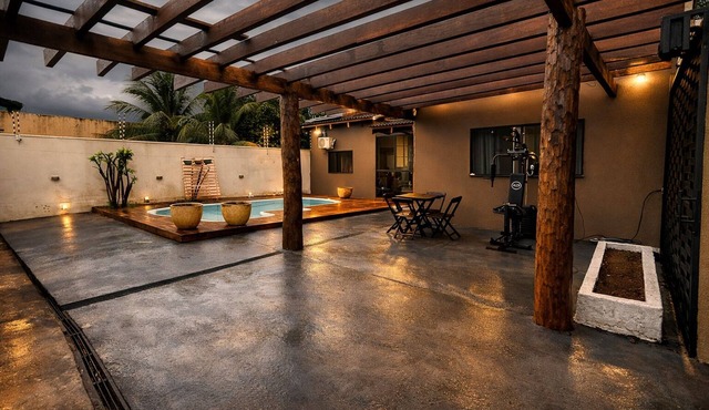 House with pool and gourmet area.