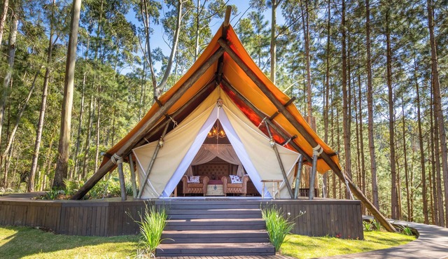 Luxury tent with 3 bathtubs, breakfast and large garden