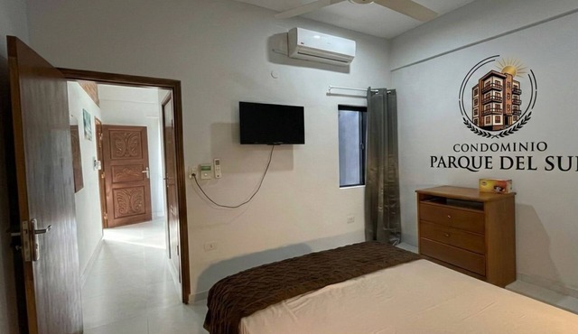 Minimalist apartment with balcony