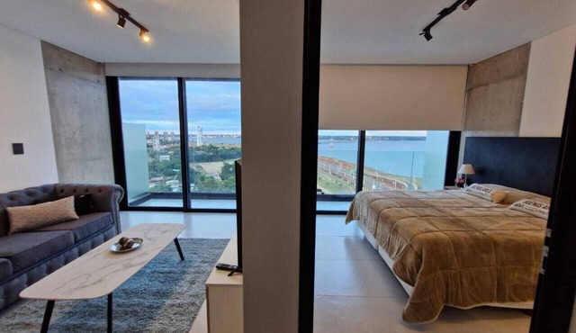 Panoramic view of the Paraná River and the charming Posadas + parking