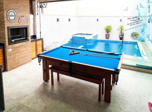 Piscina com ofurô/Churrasqueira/Sinuca e Ping Pong