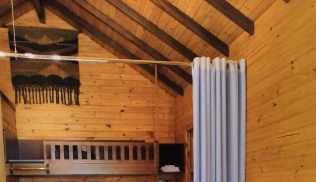 Romance cabin with fireplace and TV