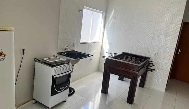 Small house with pool and barbecue.