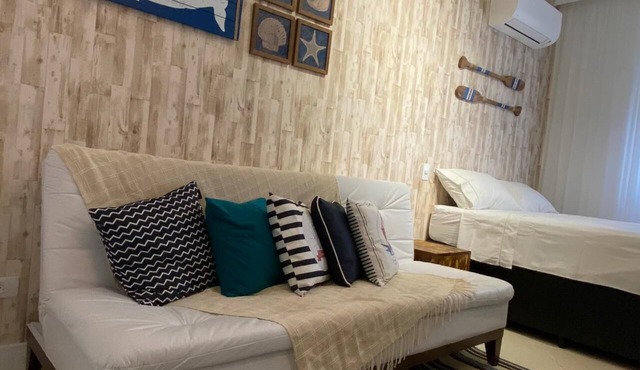 Studio 607, Frente a Praia com Wi-fi, Completo, Decorado
