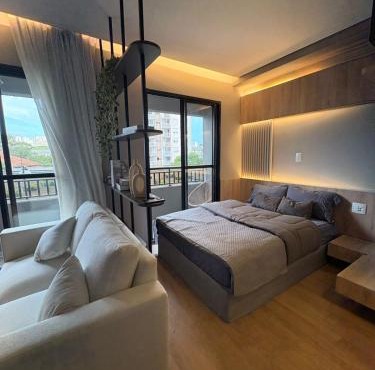 Studio design premium com Varanda e Home office