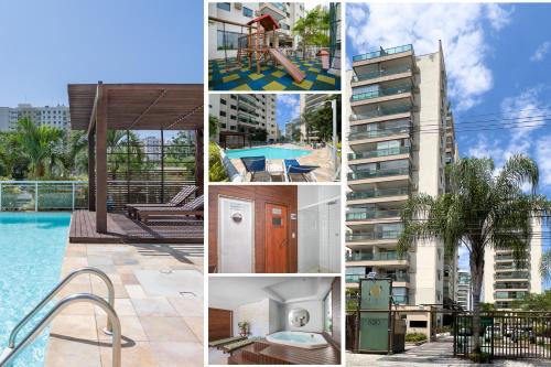 TOP BARRA OLÍMPICO! FARMASI ARENA - PARQUE AQUÁTICO MARIA LENK - ARENAS OLÍMPICAS - RIO CENTRO - GARAGEM - PORTARIA 24h - PISCINA - SAUNA - PARQUINHO INFANTIL - AR CONDICIONADO SALA E QUARTOS - TV com STREAMING, Wi-Fi