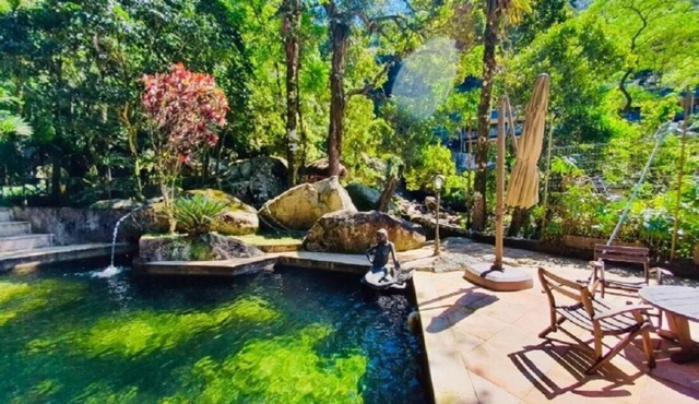 Village where a river flows